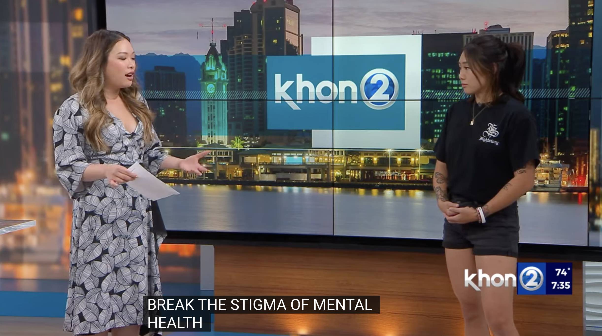 Screen shot of interview with MMA Champion Angela Lee Pucci breaks mental health stigma with FightStory nonprofit